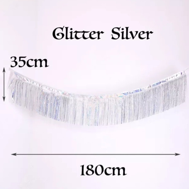 Дождик гирлянда для праздника с голограммой 180 на 35 см серебристый Киев - изображение 2