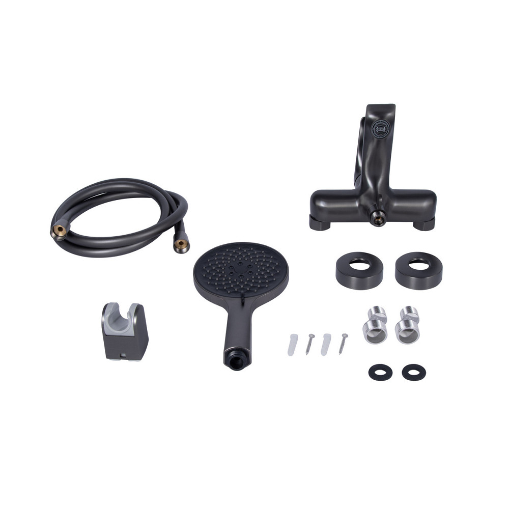 Смеситель для ванны Qtap Vlasta New (c душевым гарнитуром) QTVLA259GMB45643 Gunmetal Black PVD Киев - изображение 10