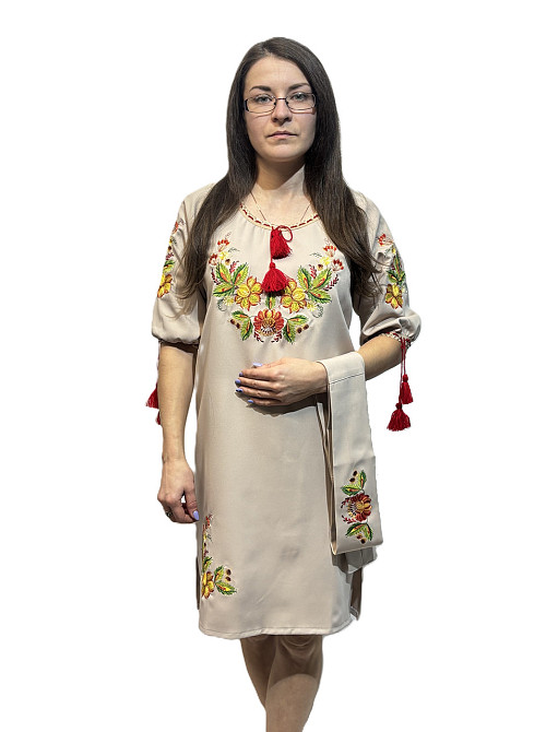 Жіноча вишита сукня з яскравим кольоровим розписом на орнаменті Київ - фото 2