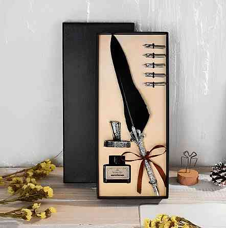 Подарунковий набір з пір’яною ручкою та чорнильницею RESTEQ — стильний аксесуар для письма, натхнення та естетики Київ