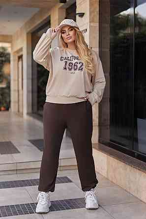 Спортивний жіночий костюм двонитка "Mason" | Норма і батал | Розпродаж моделі Шоколадний, 46-48 Київ