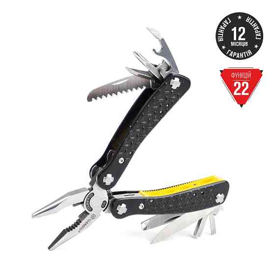 Мультитул Ganzo G106, (16.5 см) 22 функції, чорний + біти та чохол Киев