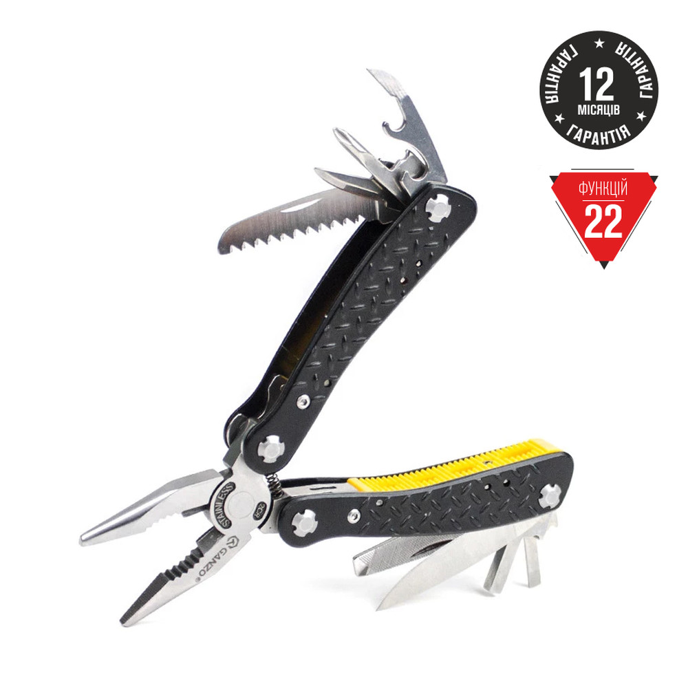 Мультитул Ganzo G106, (16.5 см) 22 функції, чорний + біти та чохол Киев - изображение 1