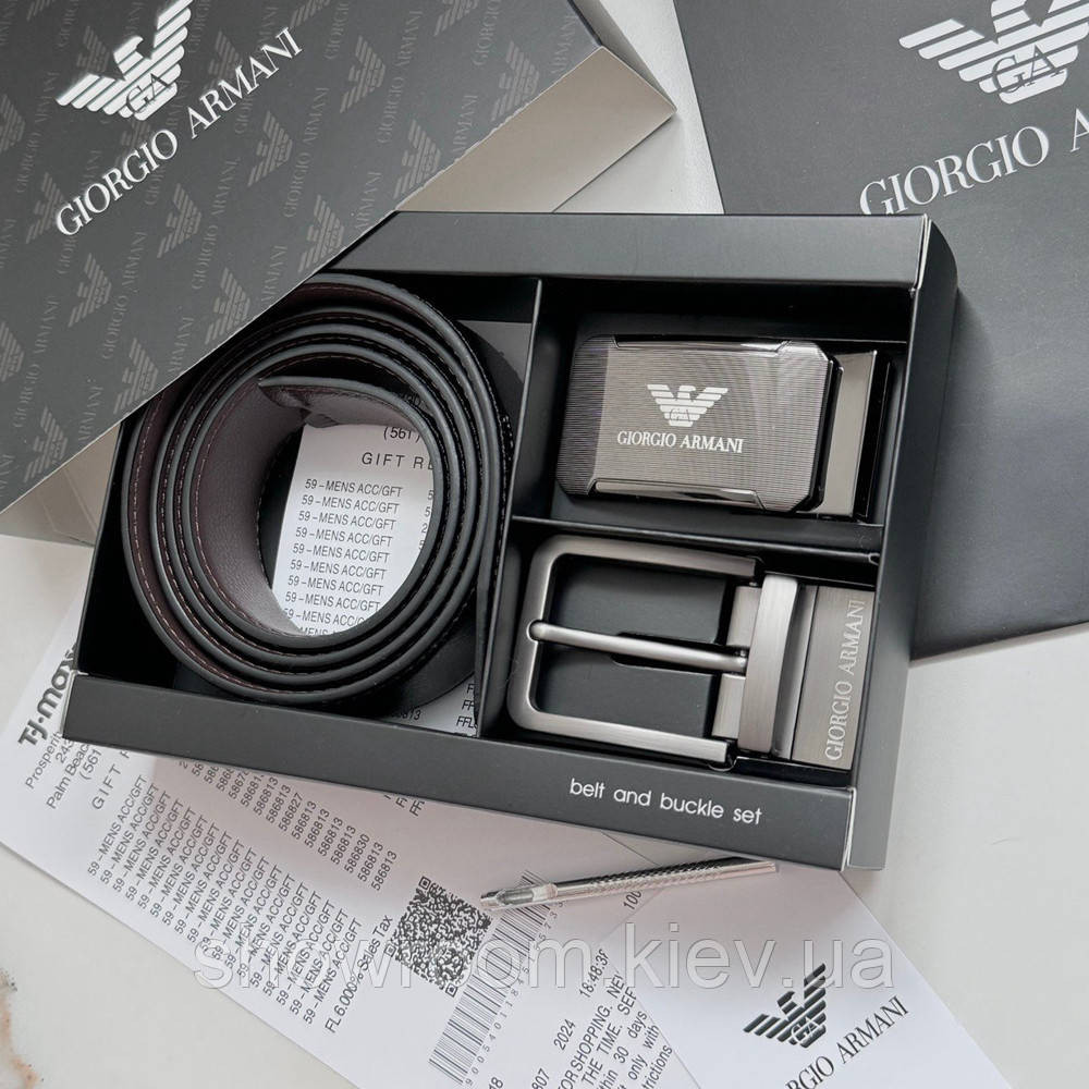 УЦЕНКА!!! Мужской кожаный ремень с двумя пряжками, подарочная упаковка GA (314) Киев - изображение 9