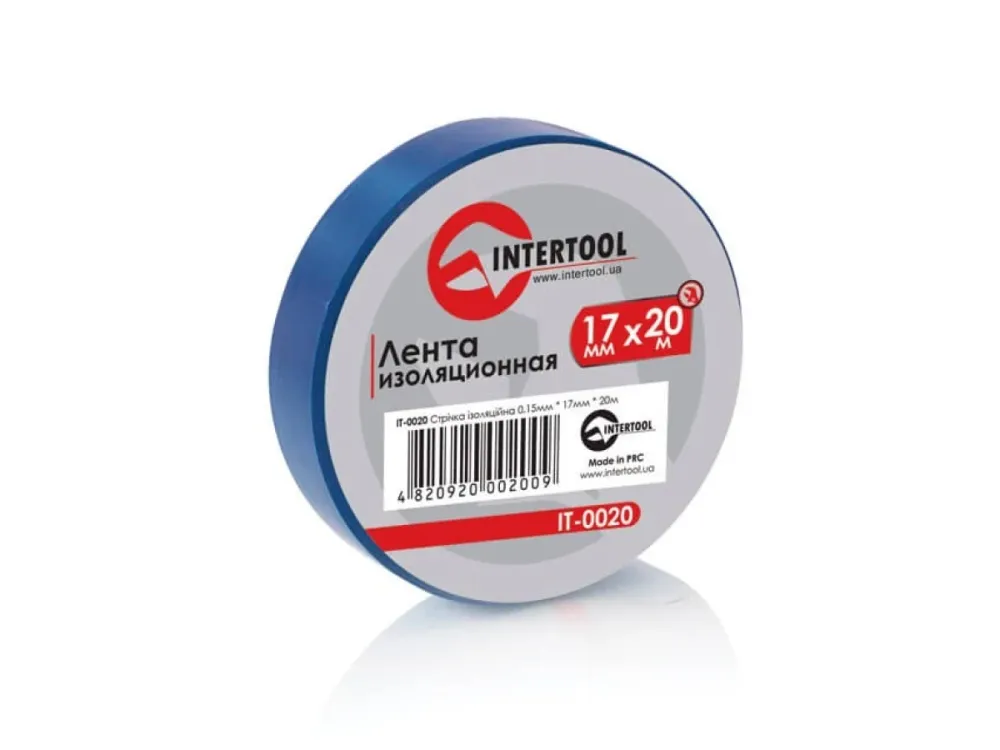 Стрічка ізоляційна Intertool — 20 м x 17 x 0,15 мм Синя Полтава - фото 1