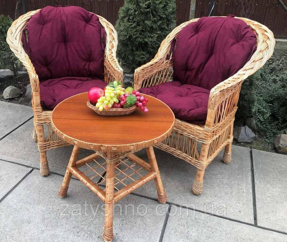 Плетеная мебель из лозы с подушками фиолетовыми Киев - изображение 2
