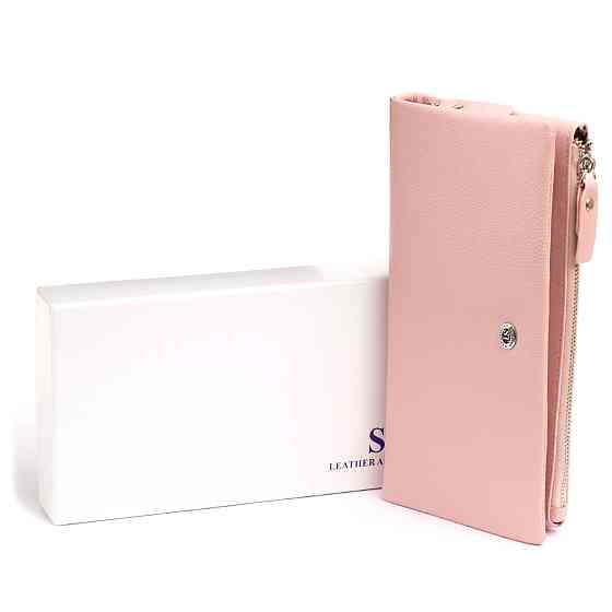 Кошелек-клатч из кожи с карманом для мобильного ST Leather 19313 Розовый Киев