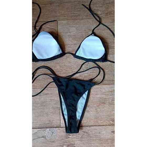 Купальник бікіні роздільний із м'якою чашкою на зав'язках XS-S жовтогарячий Вінниця