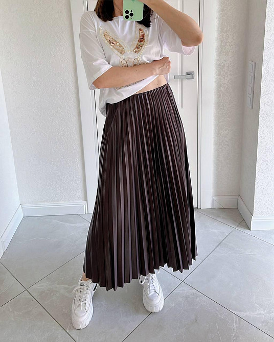 Женская классическая длинная юбка плиссе Коричневый Одесса - изображение 2