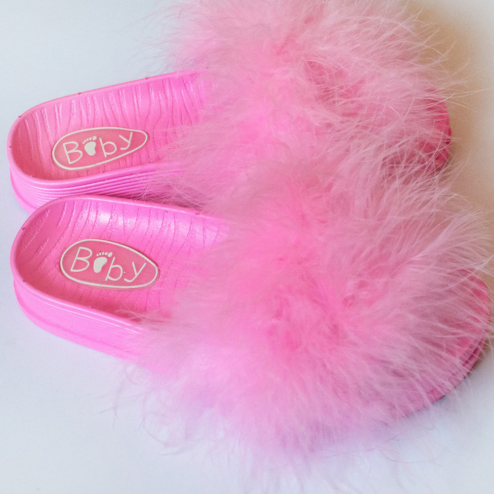 Шльопанці для дівчинки дитячі пухнастики PaGo рожеві Одеса - фото 9
