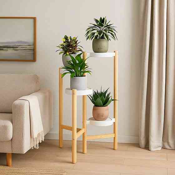 Стеллаж для цветов и растений стойка для горшков растений,цветов на 4 полки цвет под дерево Каменец-Подольский