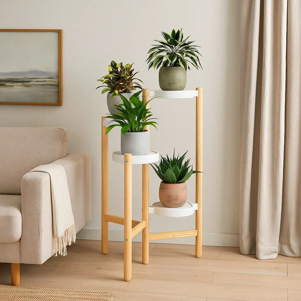 Стеллаж для цветов и растений стойка для горшков растений,цветов на 4 полки цвет под дерево Каменец-Подольский - изображение 4