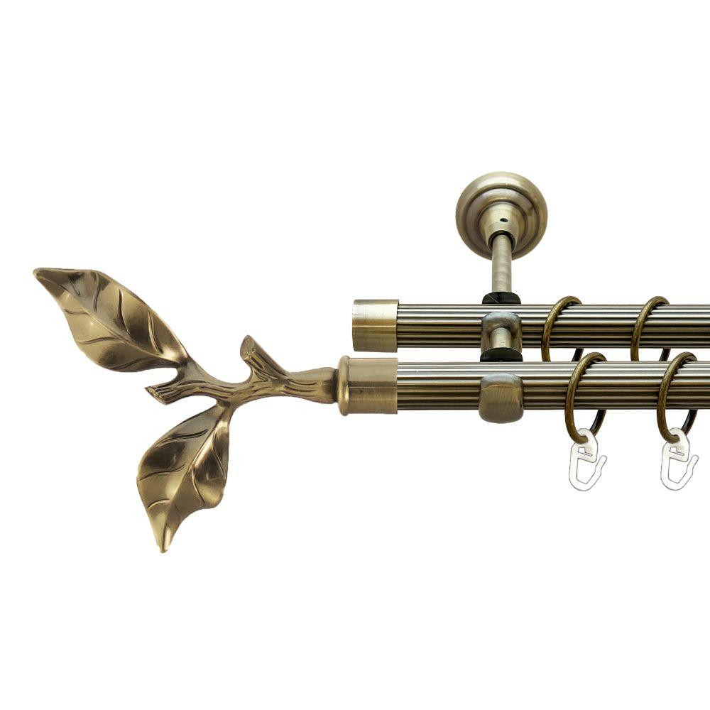 Карниз Orvit Листок Троянди металевий дворядний відкритий рифлена труба кільце металеве Антик 19\19 мм 160 см (00-00022105) Львів - фото 1