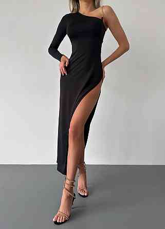 Женское элегантное нарядное платье с цепочкой на спине эластичный микродайвинг Одесса