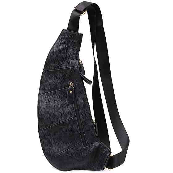 Стильная мужская сумка через плечо из зернистой натуральной кожи Vintage 22964 Черный Киев