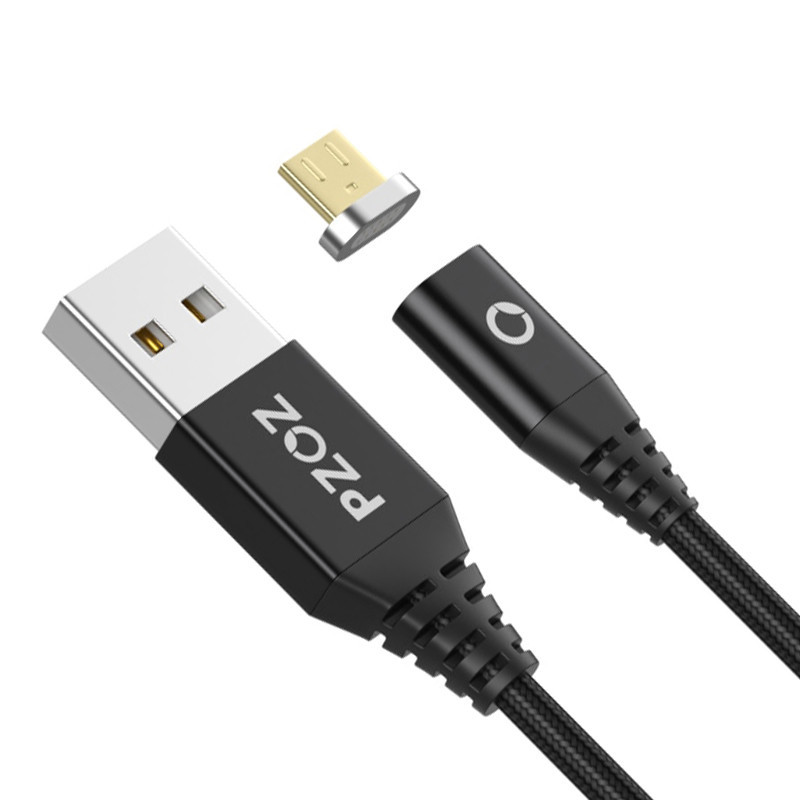 Магнітний кабель Micro USB PZOZ для заряджання і передачі даних (Чорний, 1м) Николаев - изображение 2