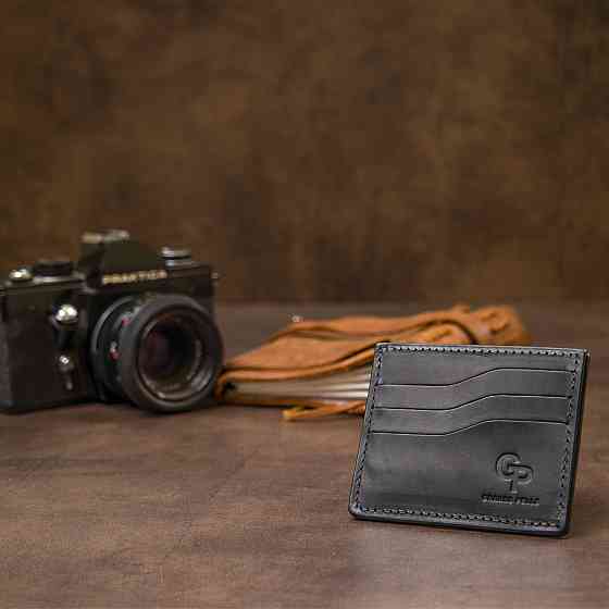 Практичный кожаный картхолдер Черный (GRANDE PELLE) Киев