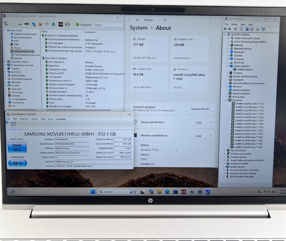 HP ProBook 460 G11 Ultra 7 155U 16GB RAM 512GB SSD ГАРАНТИЯ! Харьков - изображение 5