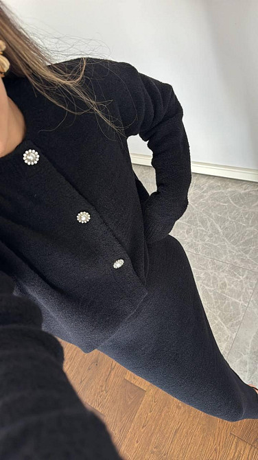 Жіночий теплий елегантний костюм: кофта + спідниця міді щільна подвійна ангора Чорний, 42/44 Одеса - фото 3