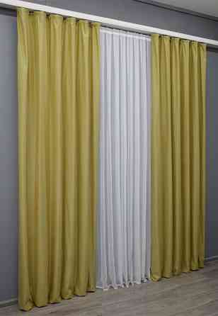 Комплект готових штор VR-Textil Нубук однотонний № 1520ш Світло-золотистий 150х250 см 2 шт (39-928) Київ