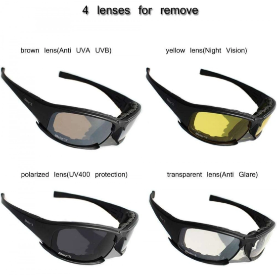 Очки тактические с поляризацией Daisy Х7 4 сменных линзы + чехол (Черный) Киев