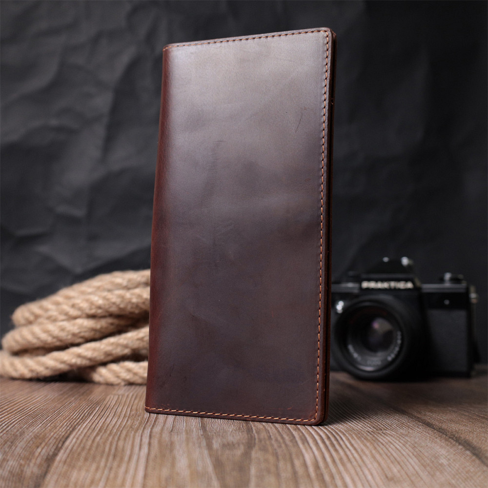 Вертикальний гаманець унісекс із натуральної шкіри Vintage sale_15083 Коричневий Київ - фото 8