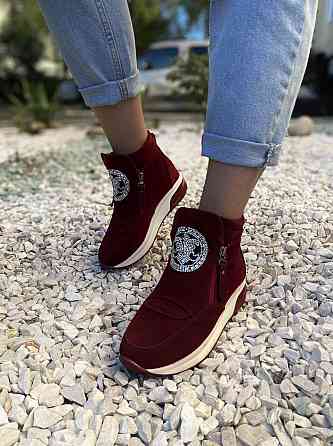 Черевики жіночі VEAGIA бордові еко-замша высота 12см подошва 3см ( -3) Коломия