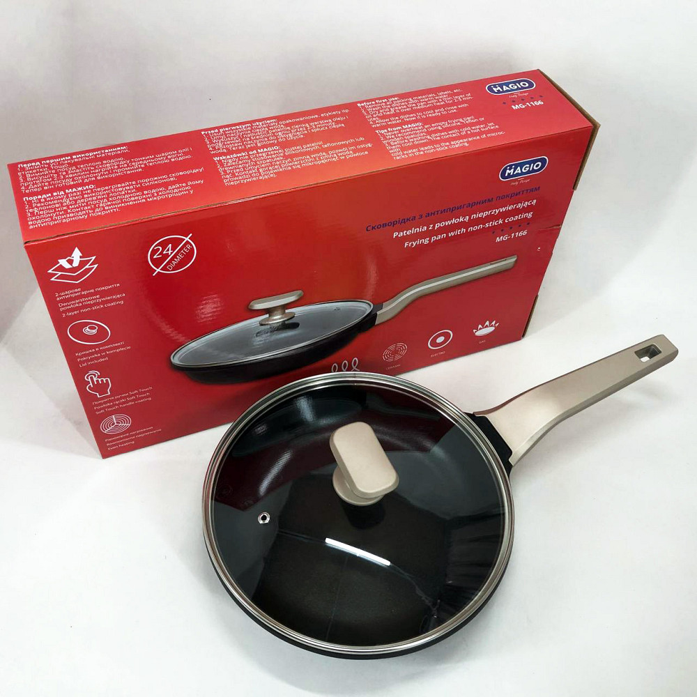 Алюминиевая кастрюля сковорода Magio, Антипригарная сковорода для овощей кухонная для кухни UK-20 Львов - изображение 12