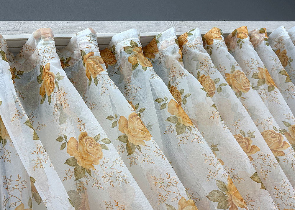 Кухонні шторки VR-Textil № 101к з підв'язками Білий з помаранчевим 320х170 см (52-1209) Київ - фото 5