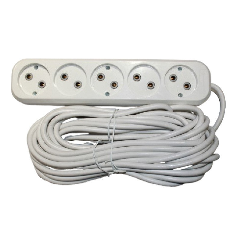 Удлинитель без заземления 5 гнезд, 10 м, белый Днепр - изображение 1