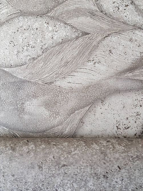 Обои виниловые на флизелине метровые Sintra Edelina абстракция волны листья 3д черные серые серебро Киев - изображение 3