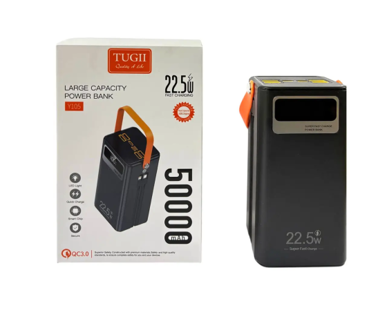 Зовнішній акумулятор (power bank) 50000мА·год 22,5Вт потужний портативний TUGII Y105 для смартфонів Одеса