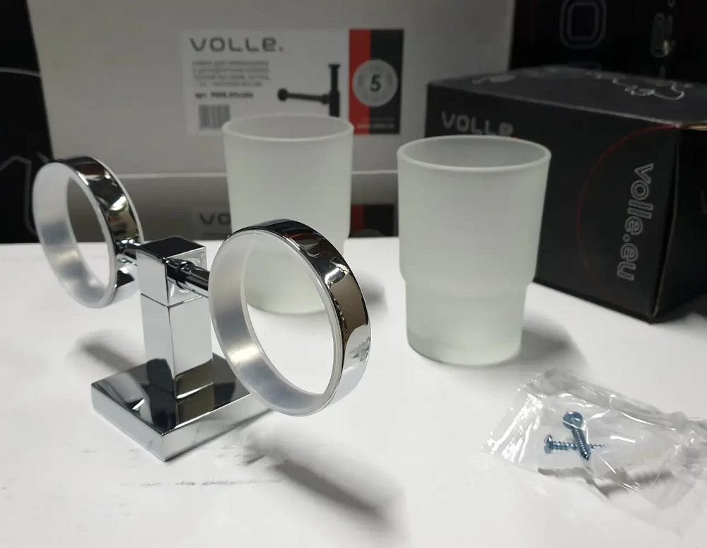 Стакан подвійний для зубних щіток VOLLE CUADRO cromo хром Київ - фото 3