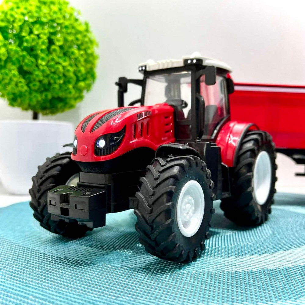 Трактор інерційний з причепом масштаб 1:14 гумові колеса світло звук Червоний (99-55D)) Чернигов - изображение 5