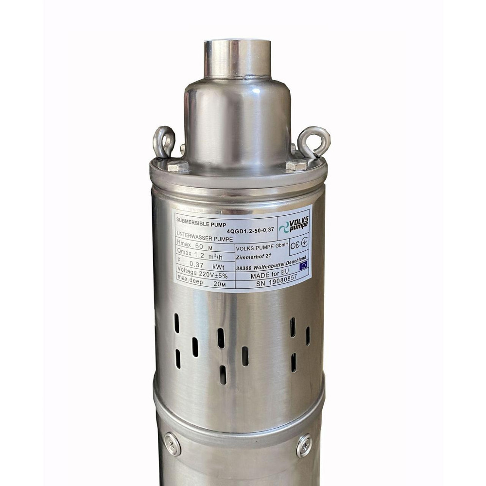 Насос свердловинний шнековий VOLKS pumpe 4QGD 1,2-50-0,37кВт 4 дюйми +кабель 15м (000011997) Київ - фото 4