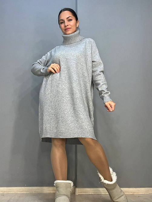 Сукня жіноча LES ETOILES CLAIRES 8178 светр оверсайз комір хомут one size, сірий, one size Київ - фото 1