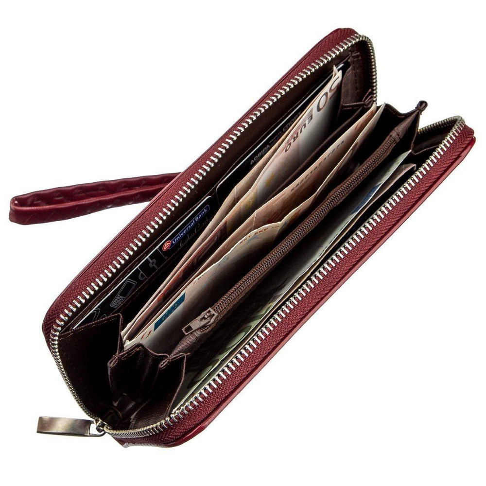 Гаманець жіночий на одну блискавку з екокожі гладкий Бордовий (KIVI) Київ - фото 2