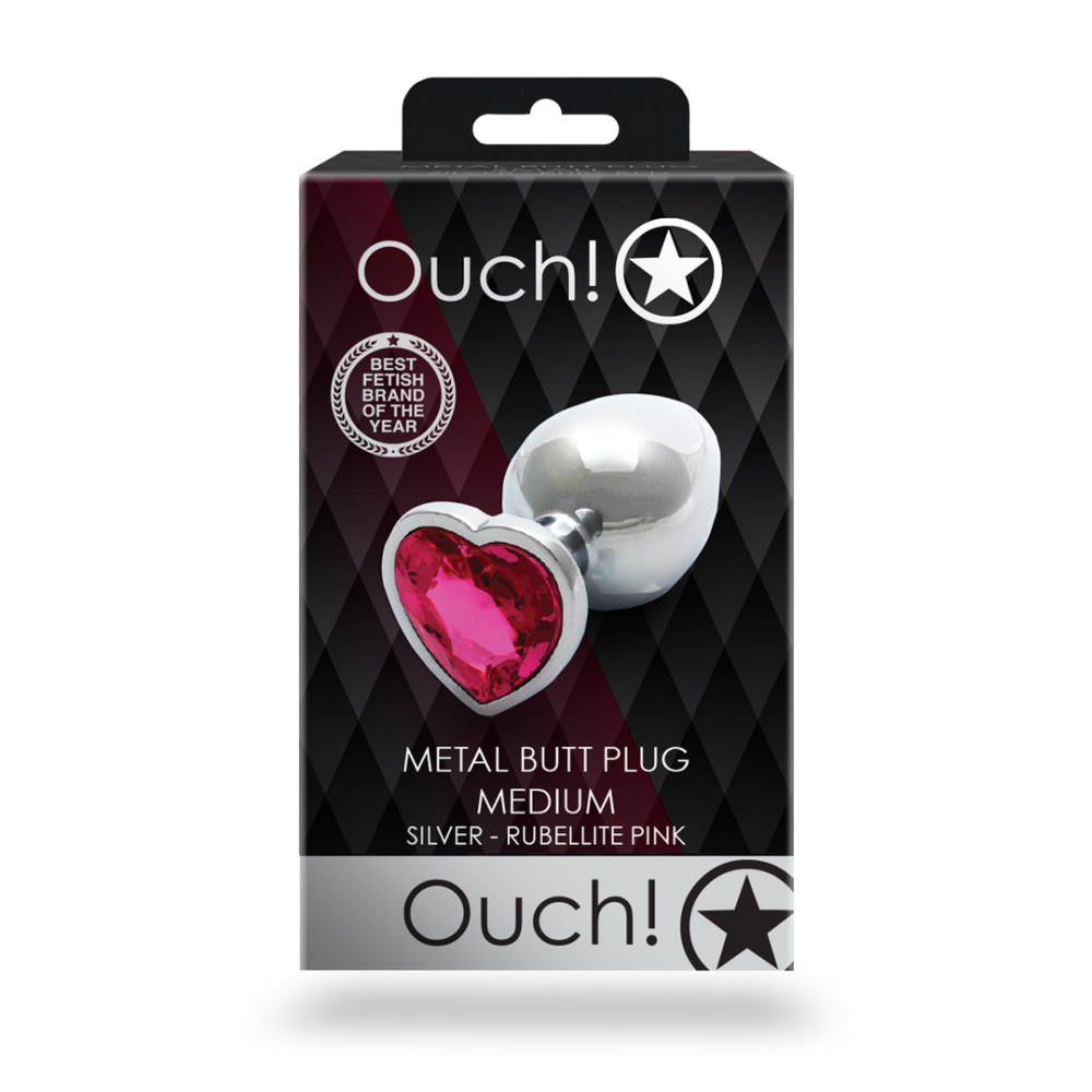 Анальная пробка – Ouch! Metal Butt Plug Medium Silver/Rubellite Pink Sex Aura Киев - изображение 7