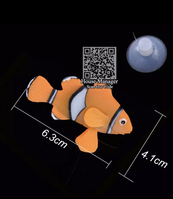 Штучна рибка Клоун силіконова та люмінісцентна 4 на 6 см синьо-білий Київ - фото 3