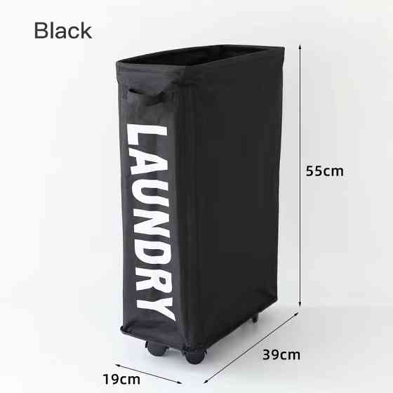 Корзина со съемным мешком сеткой для белья, складная на колесах,черная Каменец-Подольский