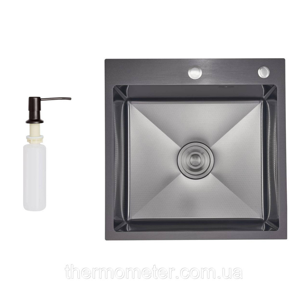 Lidz Handmade H5050HB Мойка для кухни интегрированная Decor Black PVD Honeycomb 2,5/0,5 мм LDH5050BDECPVD48369 Киев - изображение 1