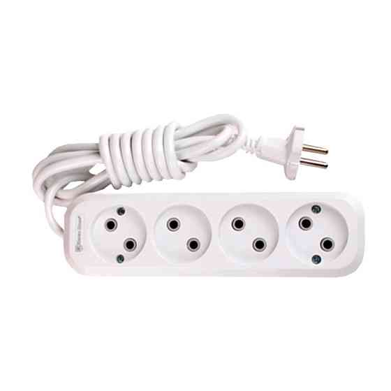 Удлинитель без заземления 4 гнезда, 3 м, белый Днепр