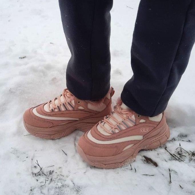 -Женський зимовий Рожевий Кросівки з МЕХОМ на Високому Підошві Мокасини (розміри: 37,38,39) — 11-3 Дніпро - фото 7