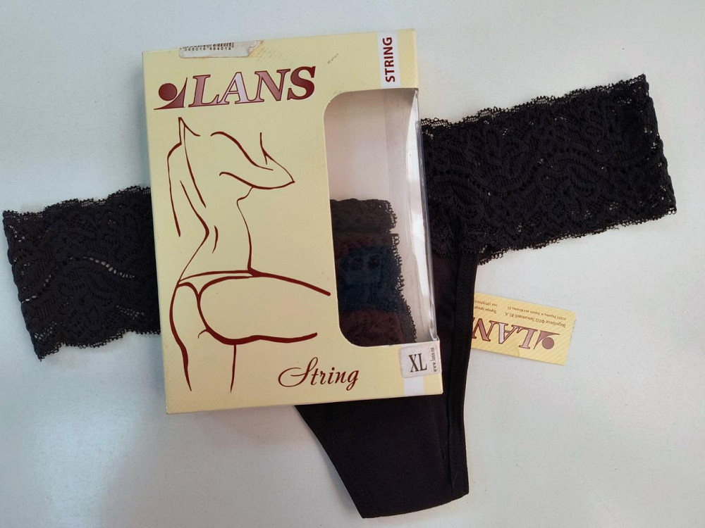 Стринги кружевные хлопок (2шт в уп) Lans 22/030 L, Черный Киев - изображение 6