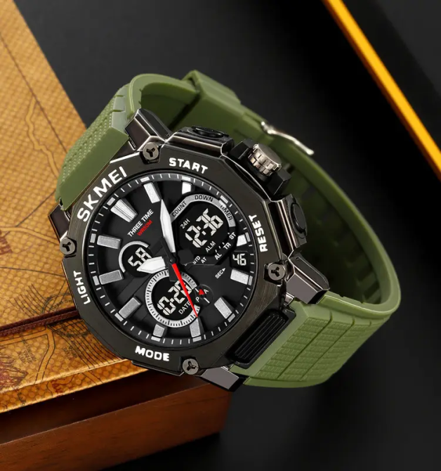 Годинник чоловічий наручний Skmei 2219 (Чорний із зеленим) Київ - фото 4