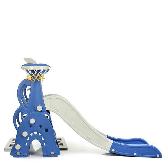 Дитяча гірка-гойдалка WM19083A-4 пластик, з баскетбольним кільцем Вінниця