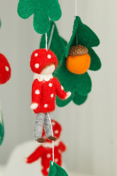 Дитячий музичний мобіль на ліжечко для немовлят WooolyWool «Мухоморчики» з 35 мелодіями Київ - фото 7