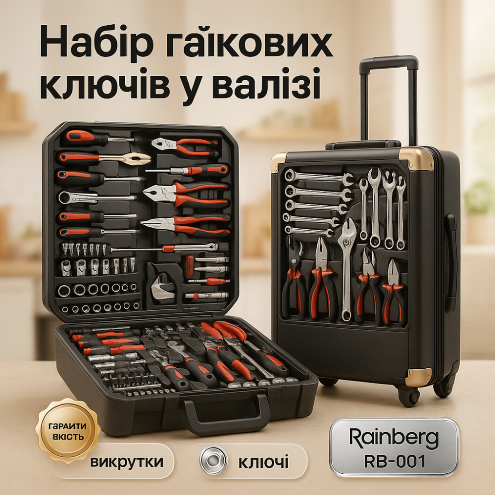 Набор накидных ключей для автомастерских Rainberg RB-001 399шт, Полный набор инструментов для авто UD-96 Львов - изображение 4