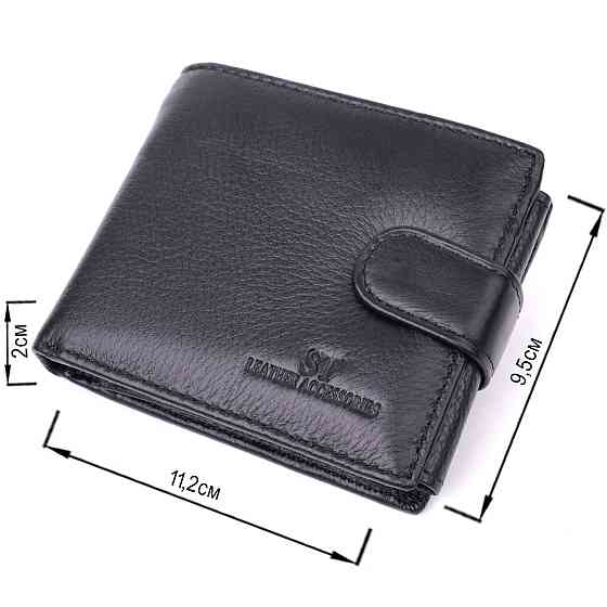 Качественный горизонтальный бумажник из натуральной кожи ST Leather 22455 Черный Киев