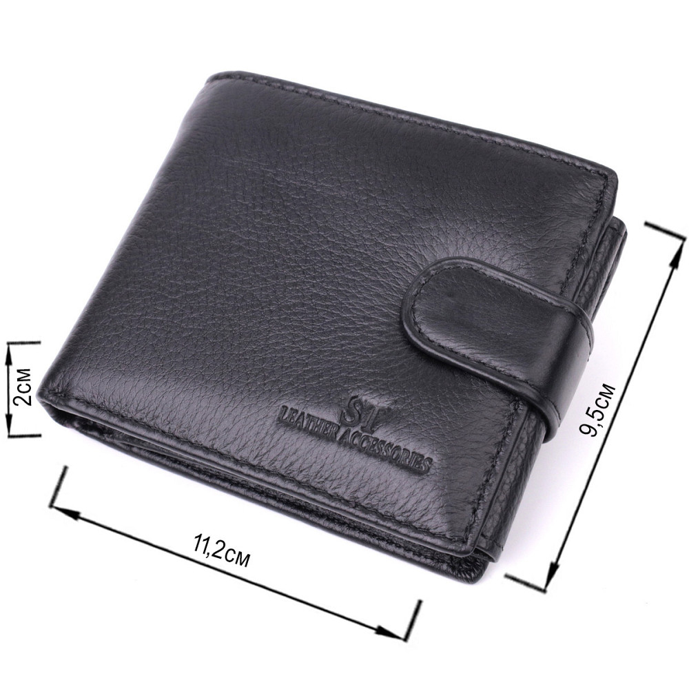 Качественный горизонтальный бумажник из натуральной кожи ST Leather 22455 Черный Киев - изображение 3